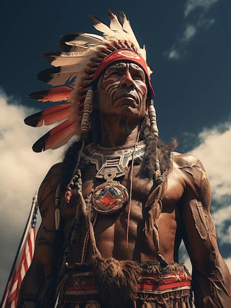 ネイティブアメリカンの人口 アメリカインディアン 本物の文化 服装と伝統 プレミアム写真