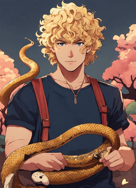 Lexica Blonde Curly Hair Man Kill A Snake Anime Style