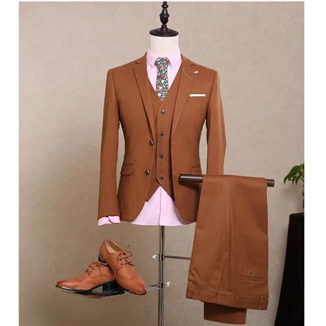 Folobe Blazer Brown Men Suit Spring Autumn Outerwear Wedding Suit Groom Tuxedos Groomsman Suit