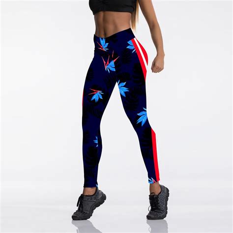 new style side striped pattern digital printing outdoor sporting fitness leggings elastic force