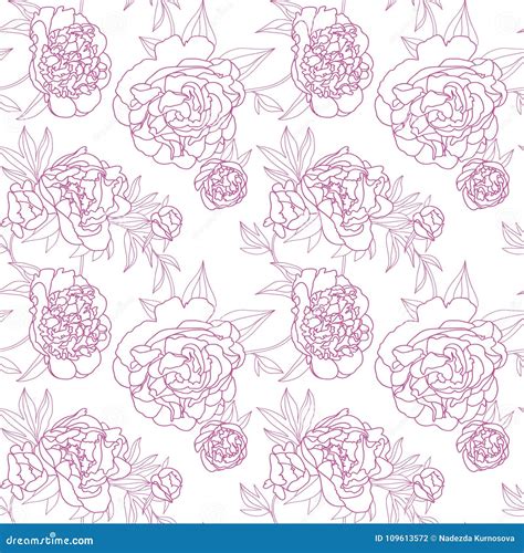 Seamless Floral Pattern With Peony Vector Illustration Stock
