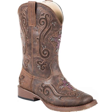 Roper Roper Faith Kids Girls Western Cowboy Boots Mid Calf Low Heel 1