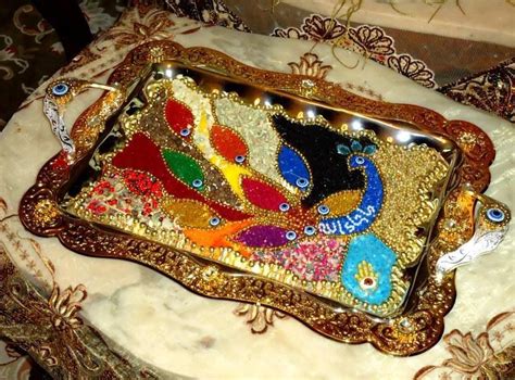 Multicolor evil eye wall hamsa. Iraqi wedding Tray, traditional Iraqi custom, seven spices ...
