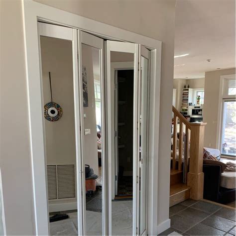 Mirrored Wood And Glass Unfinished Bi Fold Door In 2020 Sliding