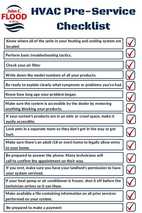 Hvac Pre Service Checklist