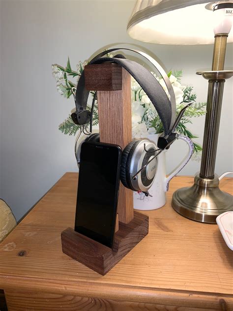 Headphone Stand And Phone Stand Etsy Uk Headphone Stands Diy