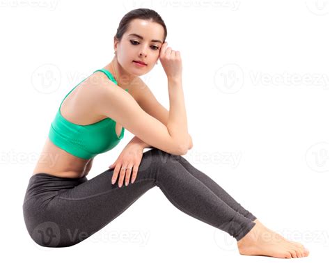 Fitness Woman Resting While Sitting On The Floor 20616915 Png