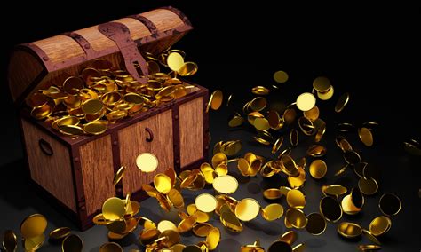 Numerous Gold Coins Spilled Out From The Treasure Chest Old Style