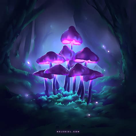 Glowing Mushrooms By Nele Diel On Deviantart Fantasy Art Landscapes