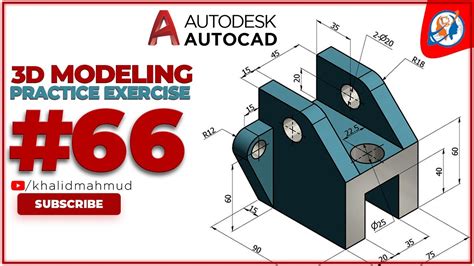 Autocad 3d Practice Exercise 66 Mechanical Exercise 66 Autocad 3d