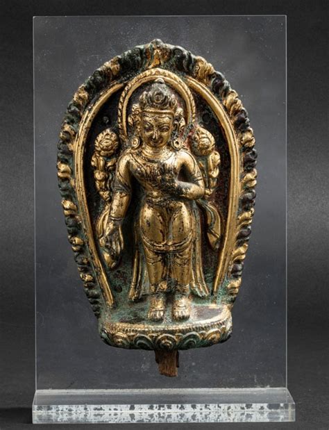 Global Nepali Museum A Repoussé Gilt Copper Figure Of A Standing