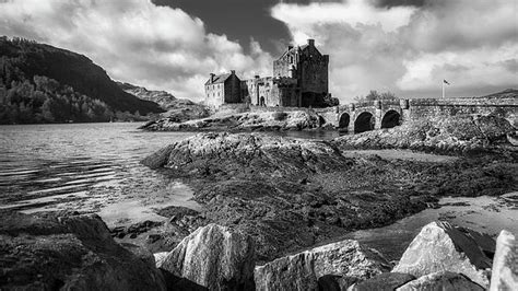 Eilean Donan Castle In Black And White By Holly Ross Black And White