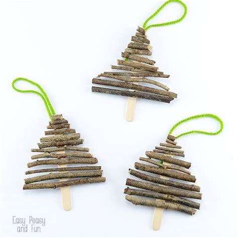 Christmas tree hanging from ceiling. Popsicle Stick and Twigs Christmas Tree Ornaments - Easy ...