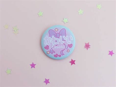 Kawaii Badge 56mm Badge Lapel Pin Cute Japanese Pink Etsy Lapel