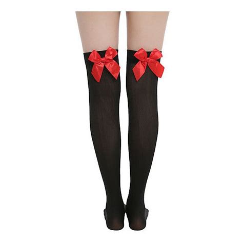 Black Red Bow Thigh Highs Hot Topic Thigh High Socks Black And Red