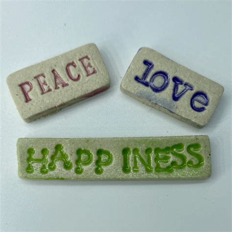 Word Tiles Peace Love And Happiness Tiny Tile Mosaics
