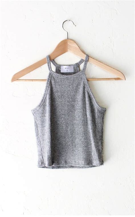 Knit Halter Crop Top Heather Grey Fall Outfits Summer Outfits