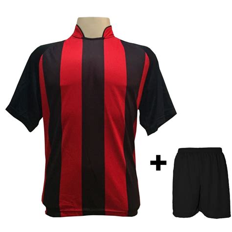 Fardamento Jogo De Camisa Modelo Milan Calção Com 20 Pretovermelho Playfair Frete