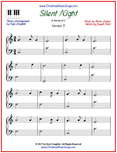 To download, click on the links below and the file will open in a new window. Silent Night piano sheet music - free printable PDF