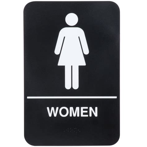 Thunder Group Ada Womens Restroom Sign With Braille Black And White