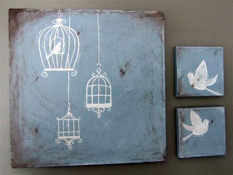 Items Similar To Cages And Birds Breaking Free Distressed Painting