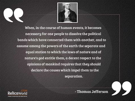 When In The Course Of Inspirational Quote By Thomas Jefferson
