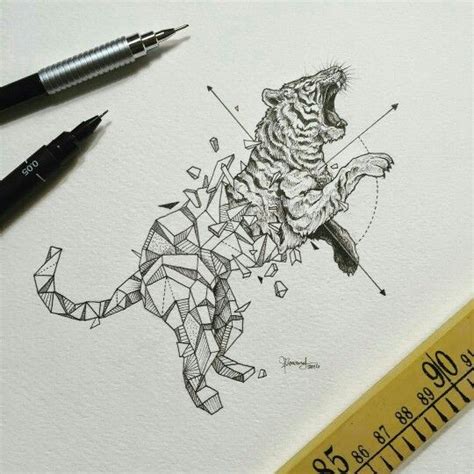 Pin By Darrynmua On Tats Geometric Tiger Geometric Drawing