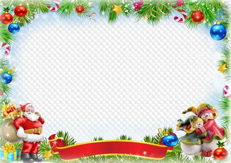 Template Christmas Frame Psd With Santa Claus For Kindergarten