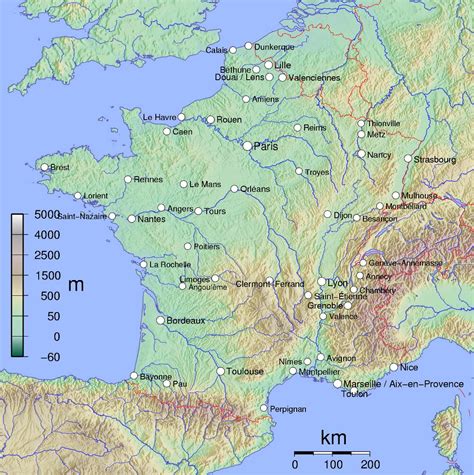 Large Physical Map Of France France Europe Mapsland Maps Of The