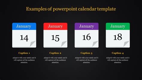 Calendar Black Background Ppt Powerpoint Template