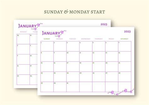 Printable Digital Calendar 2023 Monthly Planner 2023 A4 Etsy Hong Kong
