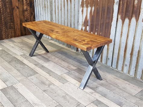 Industrial Style Bench With X Legs Dining Table Benches Solid Wooden