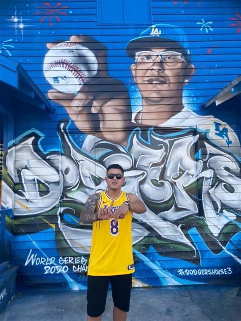 Julio Urias In Front Of His Mural In Los Angeles Rdodgers