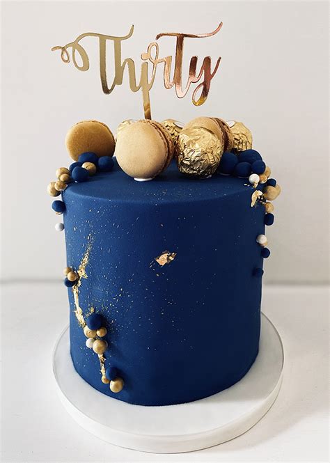 Navy And Gold 30th Birthday Cake The Cakery Leamington Spa And Warwickshire Cake Boutique