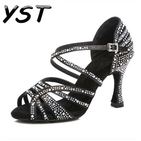 black red latin dance shoes salsa stain woman soft bottom fashion dance sandals 7 5cm heel