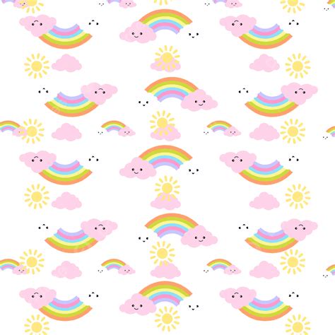 Cute Rainbow White Transparent Cute Rainbow Pattern Transparent