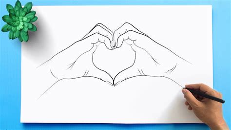 Drawing of Making Heart Sign with two hands || How to Draw a Heart