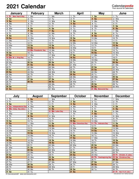 2021 Excel Calendar Printable 2021 Editable Yearly Calendar Templates