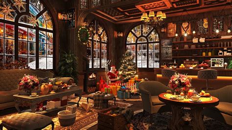 Cozy Christmas Coffee Shop Ambience With Smooth Christmas Jazz Music