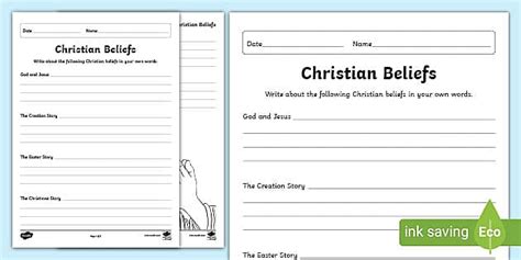 Christian Beliefs Differentiated Worksheets Teacher Made
