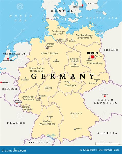 Germany Map With States Stock Photography 18009452