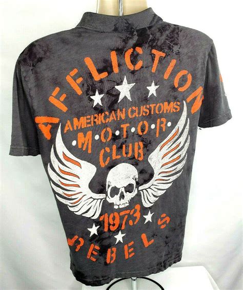 Affliction Mens M Burnout Ss Polo Shirtamerican Custom 1973 Rebels