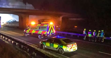 Lorry Collided With Bridge And Burst Into Flames On A19 Causing Huge