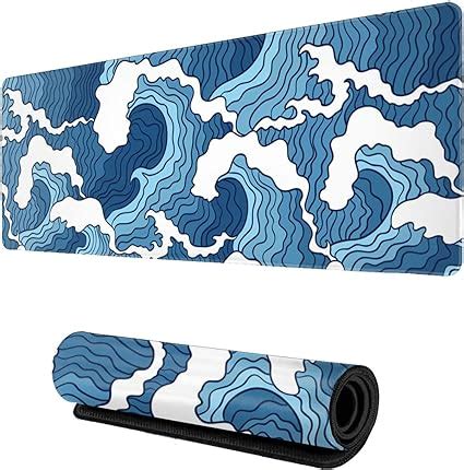 Japanese Blue And White Wave Gaming Mouse Pad Xl Extended Large Full Desk Mousepad X