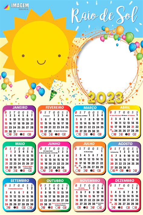 Colar Foto Moldura Png Calendário 2023 Raio De Sol Imagem Legal