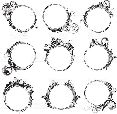 Set Ornamental Circle Frames Royalty Free Set Ornamental Circle Frames