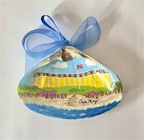 Congress Hall Cape May Hand Painted Shell Ornament Winterwood Gift
