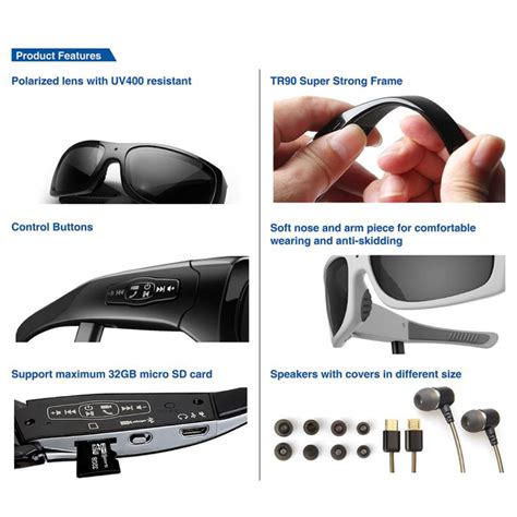1080p Glasses Camera With Bluetooth Mp3 Player Sunglasses Dv Headset