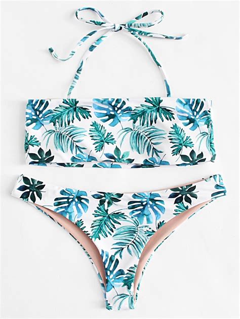 Jungle Print Halter Bikini Set SheIn Sheinside