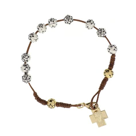 Gold And Silver Pope Francis Corded Rosary Bracelet Rosary Bracelet